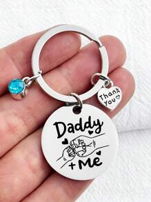 1pc Stainless Steel Round Pendant Fist Bump Key Chain - Perfect Father's Day Birthday Gift For Dad Or Son - Multicolor - View 15