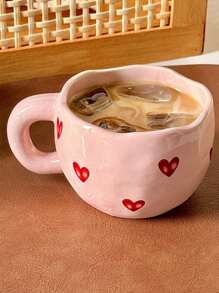 1 件创意心形陶瓷杯，高品质家用水杯，情侣杯，可爱办公室咖啡杯，返校