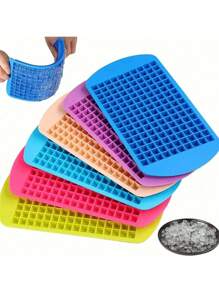 1 pieza Molde de cubitos de hielo de silicona de color opcional con 160 mini cubos y molde de liberación fácil para hielo triturado y arena de hielo