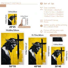 1pc Vintage Silhouette Of Jesus Christ With Crown Of Thorns Wall Arts, Yellow And Black Religion Posters, Framed Canvas Prints, College Dorm Apartment Decor, Gifts For Wall Decoration In Hotel And Home, For Living Room, Bedroom, Bathroom And Office Birthday Graduation