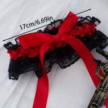 2pcs Black Sexy Lace Big Bow Leg Warmer + Plastic , Cosplay Sexy Leg Warmers Applicable For Various Roleplay Parties, Cocktail Parties, Nightclubs, Couple Games