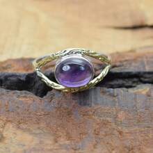 925 Sterling Silver And Brass Onyx Gemstone Jewelry Ring ~ December Month Birthstone ~ Natural Crystal Gemstone Ring ~ Gift For Valentine Day - 紫晶 - 查看 4