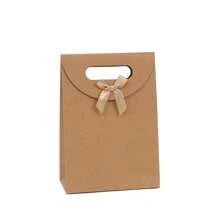 5pcs Handle Bags, Flap-Top Kraft Paper Bags, Clothing Bags, Solid Color Gift Bags, Packaging Bags, Bow Handle Bags, Bakery Packaging Boxes, Snack Bags - Multicolor - View 4