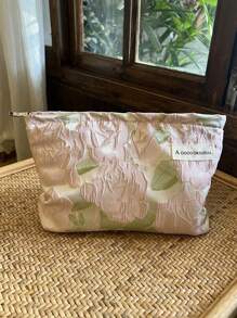 1 件新鲜花卉玫瑰设计化妆包，大容量便携式护肤品收纳袋，旅行洗漱用品收纳袋 - 彩色 - 查看 4