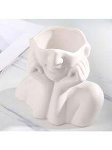 1pc Female Head Vase, Modern Vase, Used For Garden Home Living Room Decoration, Desktop Art Sculpture Indoor And Outdoor Gifts Birthday Graduation