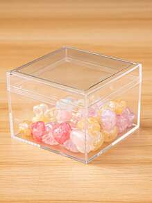 1 pieza Caja de acrílico cuadrada transparente con tapa, caja de almacenamiento a prueba de polvo para regalos y coleccionables - transparente - Ver 4