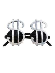 1pc-Sunglasses | Dollar Logo Glasses | Pimp Clothing Accessories | Gangster Clothing Glasses | Gold/Silver.The Golden Doll Logo Frame With Black Accents Is Perfect For Costume Parties And Fun Dressing Occasions. - Multicolor - View 8