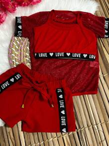 Toddler Girl Two-piece Outfits - 紅色 - 查看 9