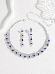 Conjunto de joyería nupcial - Conjunto de joyas de moda talla grande vendido con collar y aretes súper brillantes - Adecuado para uso diario de mujeres, bodas, fiestas, etc.
