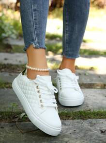 Damen neue schwarze flache rutschfeste Lässige Schuhe mit rundlicher Kappe und Schnürung, in mehreren Farben erhältlich, geeignet für Frühling und Herbst