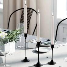 3 pièces Lot de porte-bougies noirs - style conique, vintage, pour cheminée, table, décoration de mariage
