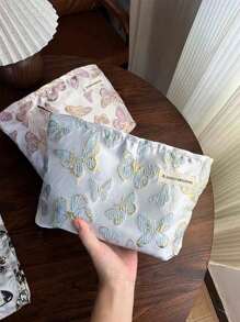 1 pieza/Bolsa de Maquillaje, Embrague, Bolsa de Cosméticos, Bolsa de Tocador, Bolsa para Maquillaje, Tela Jacquard, Diseño de Mariposa, Estilo Dulce, Moda Exquisita, Gran Capacidad, Liviana y Portátil, Para Ir y Venir, Cita, Regalo Ideal, Para Cualquier Ocasión, Accesorio Esencial para Mujeres Encantadoras