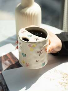 1pc/2pcs Ceramic Handgrip Coffee Mug, Asymmetrical Shaped Handmade Vintage Floral Design Ceramic Mugs, Suitable For Home, Restaurant, Cafe - Multipurpose, Heat Insulation, Suitable For Party And Gift Back To School - Multicolor - View 8