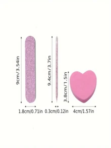 3pcs/Set Nail File Set Nail Art Crystal Dotting Pen Heart-Shaped Tofu Block File For Polishing And Shaping Manicure Tool Set