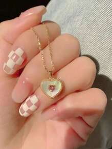 Exquisite Original Love Necklace For Women, Sterling Silver, Luxury Japanese And Korean Ins High-End Shell Pendant Peach Sweetheart Suitable For Daily Wear - White Shell Heart Necklace - View 8