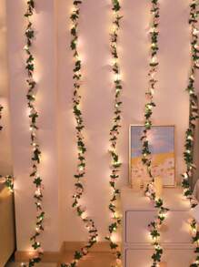 1pc Pink Rose Decor String Lights, Battery Powered Fairy Lights For Bedroom, Living Room, Party, Wedding, Home, Yard, Pathway, Holiday Party Supplies, Seasonal Decor, Fireplace, All Season Decoration [Batteries Not Included] - Warm Light - View 4