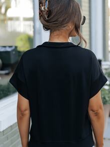 Spring/Summer Easter Concert Women Half Zip Short Sleeve T-Shirt, Fashionable Casual Outdoor Sports Sweatshirt - Black - View 2