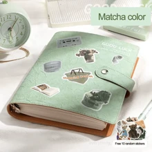 Cuaderno de estética de buena suerte: diario Kawaii, planificador, álbum de recortes con 10 pegatinas aleatorias gratis, diseño lindo de bolsa de la compra, útiles escolares, vuelta al cole