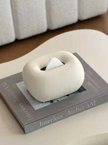 1 件现代简约纸巾盒，创意家居装饰配件，适用于客厅、餐桌、咖啡桌、陶瓷纸巾盒架