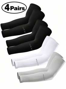 4 双装防紫外线降温压缩臂套 - 男士及青少年防晒臂套，适合上学、万圣节等场合，可作手套袖套或保暖臂套，秋季服装，万圣节装扮，黑色男士臂套，礼品 - 彩色 - 查看 14