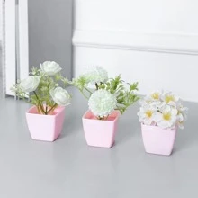 1 件迷你人造盆栽植物 - 塑料假花，适用于家庭办公室装饰，适合架子、桌面、书柜