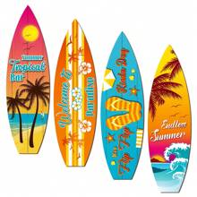 4pcs Wooden Surfboard Wall Hanging Decor, Surfboard Beach Sign Wooden Beach Decor For Summer Themed, Suitable For Hawaiian Party Decoration, Birthday Party Decoration Gifts Graduation - Multicolor - View 8