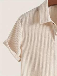 Men's Solid Color Golf Shirt, Casual Stretch Polo Collar Short Sleeve Shirt, Suitable For Leisure Outdoor