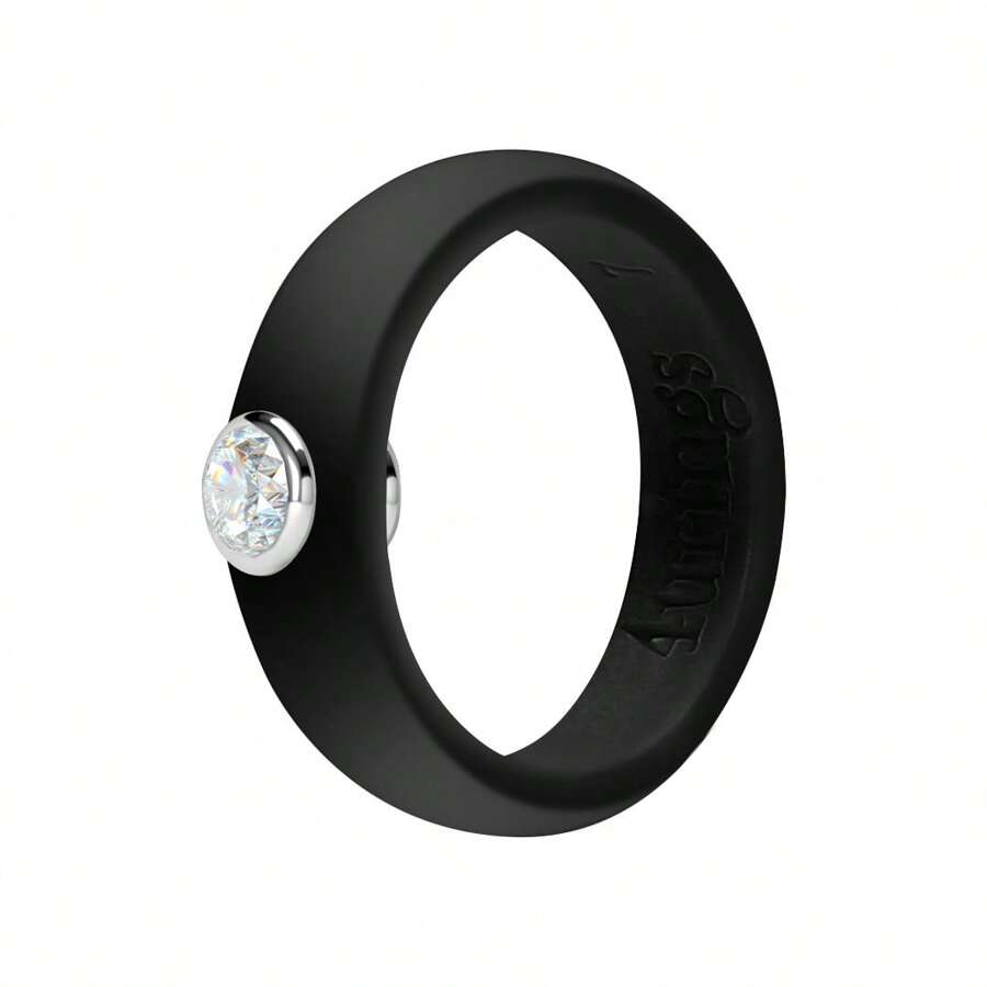 OVERSIZE 4-12 Silicone Rhinestone Ring For Men And Women Silicone Diamond Rings - Women's Wedding Engagement Rubber Band - Black - View 1