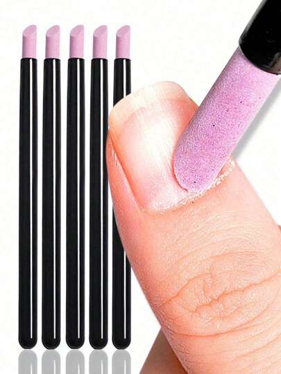 [Set da 5 pezzi] Kit per lucidare e intagliare le unghie con penna in quarzo e ceramica, rimuovi cuticole e pelle a 45 gradi, smalto per unghie, lima per unghie, pietra liscia, gel naturale per unghie