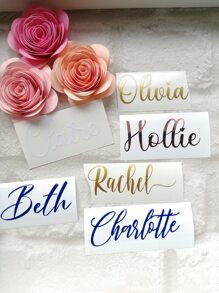 Customized Creative Home Decoration Decorative Stickers Label Stickers Personalised Name Vinyl Decal Custom Name Stickers Wine Glass Decal Bridal Party Decal Vinyl Lettering Calligraphy Decal Gift Box Sticker - Multicolor - View 4