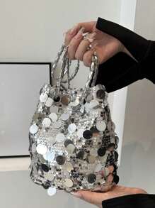 女士晚装手拿包，适合婚礼的闪亮晚装包，适合正式鸡尾酒会、婚礼的优雅亮片链条包，时尚奢华，适合任何场合 - 彩色 - 查看 2