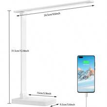 1pc Touch Control Table Lamp, Support Mobile Phone Charging, Three Levels Of Brightness Adjustment Desk Lamp, Suitable For Office Work And Reading - White - View 11