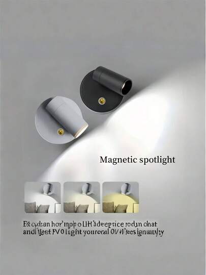 1 件/2 件无线 LED 磁性壁灯：2000mAh 锂电池，USB 可充电夜灯，3 色可调光，现代 ABS 设计氛围照明，触摸控制，适用于房间装饰/室内/室外/餐厅/卧室/酒吧/护眼阅读灯