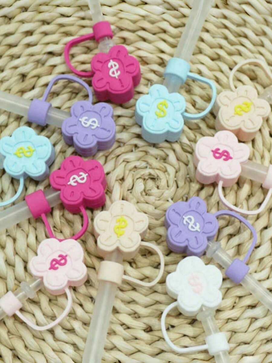 1 件可重复使用的软硅胶吸管盖，防尘设计，可爱卡通风格，适用于饮用吸管