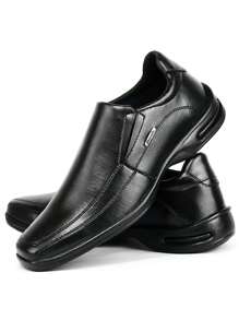 Kit 2 Pairs Of Leather Dress Shoes With Super Soft Orthopedic Sole, Comfortable, Non-Slip Rubber Sole On - Black / Coffee - View 3