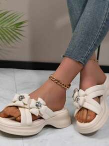 2025 Nieuwe modieuze en comfortabele dikke bodem zachte zool bloemen platform slide sandalen voor vrouwen met een maatje meer