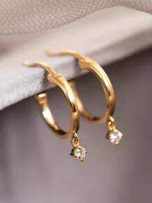 1 Pair Elegant Cubic Zirconia Waterdrop Earrings For Teens, Suitable For Daily Decoration, Party Jewelry Or Birthday Gift