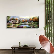 1pc - Large Size - Frameless (40x100cm/15.7x39.37in) DIY 5D Painting, Landscape & Pastoral Style, Full Round Diamond Dot Diamond Art Kit, Paint By Numbers, Handmade, Diamond Painting Set, Painting Supplies, Craft Gift, Suitable For Various Scenarios, Decoration For Home And Office Wall, Cozy Heart Room Decor, Home Wall Art, Gift