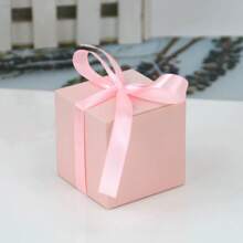 10 pièces Boîtes à bonbons carrées avec rubans, boîtes carrées de faveur de couleur unie, options multi-couleurs, boîtes à bonbons carrées simples, boîtes cadeaux d'anniversaire de mariage, boîtes d'emballage de faveurs de mariage, boîtes à bonbons avec rubans