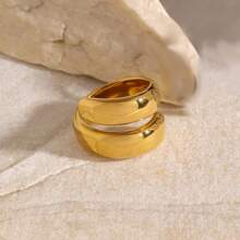 1 Pair Minimalist Geometric Thread Textured Metal Industrial Style Casual Rings For Women