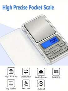 1 pieza Balanza digital de bolsillo para joyería, 200g x 0.01g, balanza para polvos, oro, té, práctica, balanza digital para joyería con pantalla LCD. Puede usarse para medir diariamente joyería, metales preciosos, polvos y otros artículos pequeños. Batería no incluida.