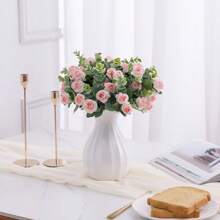 1/3/5pcs Romantic Artificial Flowers Centerpieces Plastic Flowers Tea Roses Bouquet Fake Plants Eucalyptus Leaves For Wedding Room Home Hotel Party Event New Years Gifts Handheld Flower Arrangement For Valentine's Day Wedding/Home/Bedroom/Living Room/Table Decoration/Bride's Bouquet/Outdoor Garden Birthday Graduation