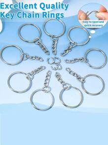 10/30/60 unidades Anillos partidos con cadenas, piezas de llaveros plateados con aros abiertos a granel de 1 pulgada/25mm para manualidades de llaves de pequeños negocios - Multicolor - Ver 6