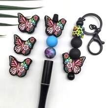 Juego de 25 piezas de cuentas de silicona con forma de mariposa - Kit de abalorios para manualidades de joyería DIY, llaveros, decoración de bolígrafos y accesorios de cadena de bolsos - Cuentas para decoración de pulseras, collares y colgantes - Material de silicona sin costuras - Multicolor - Ver 7