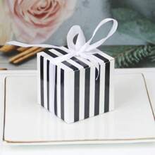 10 pièces Boîtes à bonbons carrées avec rubans, boîtes carrées de faveur de couleur unie, options multi-couleurs, boîtes à bonbons carrées simples, boîtes cadeaux d'anniversaire de mariage, boîtes d'emballage de faveurs de mariage, boîtes à bonbons avec rubans