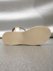 Women's Round Toe Platform Thick Bottom Sandals, Woven Embroidery Wedge Sole Shoes, Roman Sandals, Refreshing Vacation Beach Shoes