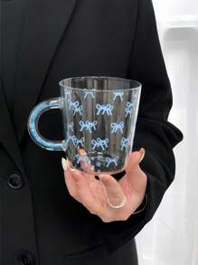 1 件蓝色蝴蝶水钻手柄玻璃杯，时尚蓝色蝴蝶玻璃杯，优质耐热咖啡杯，夏季清爽果汁杯，适用于餐厅、客厅、饮料店、咖啡厅返校 - 彩色 - 查看 3