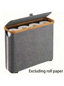 1 件装竹制卫生纸篮 - 浴室纸巾收纳架 - 终极浴室配件篮。竹制纸巾篮，浴室收纳架 - 卫生纸架，封闭式纸巾收纳盒容器 - 彩色 - 查看 7