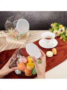 六角形塑料罐透明糖果罐，带密封盖的塑料饼干罐，带盖的塑料罐，宽口可重复使用的容器，散装咖啡糖果展示礼品和储存 - 無色 - 查看 15