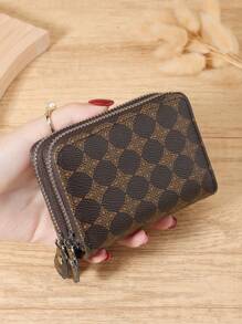 Cartera de monedas versátil y de moda, portamonedas con doble cremallera y organizador de tarjetas múltiples para almacenamiento de tarjetas de crédito, minimalista y ligero, moderno, para negocios, como regalo de aniversario, Navidad, San Valentín, cumpleaños, para mujeres, niñas, señoras, femenino, útiles escolares para dormitorio escolar y vuelta al colegio - Café - Ver 9